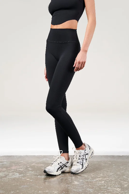 EMBLEM SCULPTING STRETCH LEGGINGS - BLACK