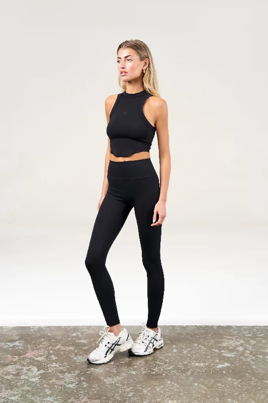 EMBLEM SCULPTING STRETCH LEGGINGS - BLACK