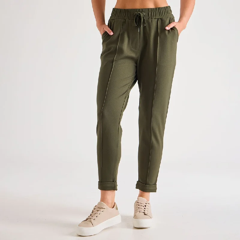 Ladies Ponte Jogger Khaki