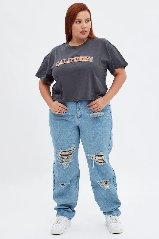 Blue Mom Denim Jeans High Rise