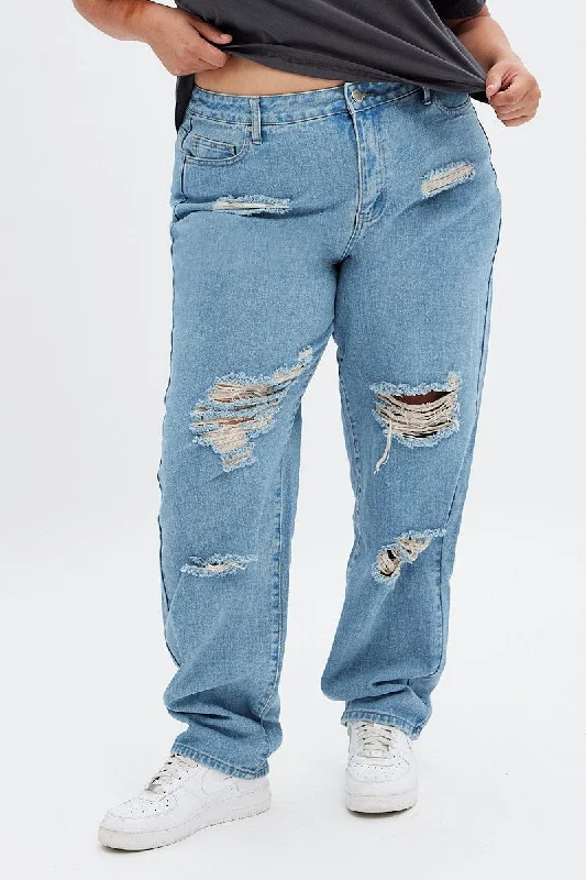 Blue Mom Denim Jeans High Rise