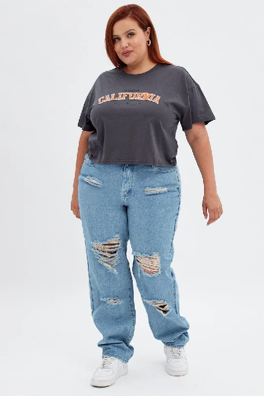 Blue Mom Denim Jeans High Rise