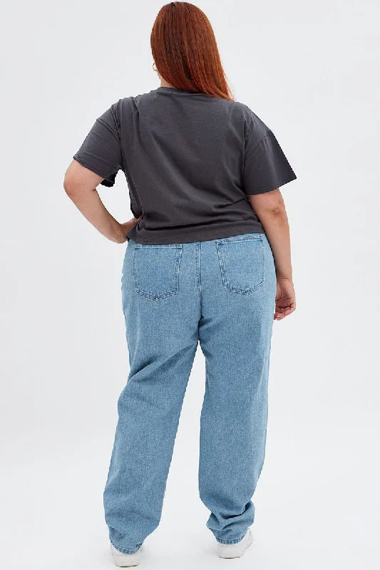 Blue Mom Denim Jeans High Rise