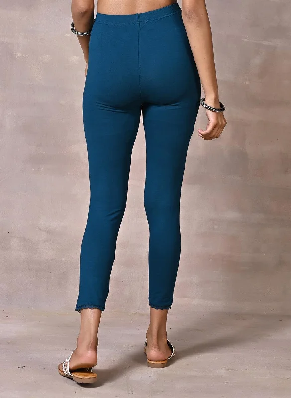 Deep Teal Ankle Length Plain Legging