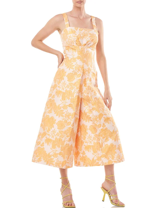 Womens Floral Wide Leg Jumpsuit